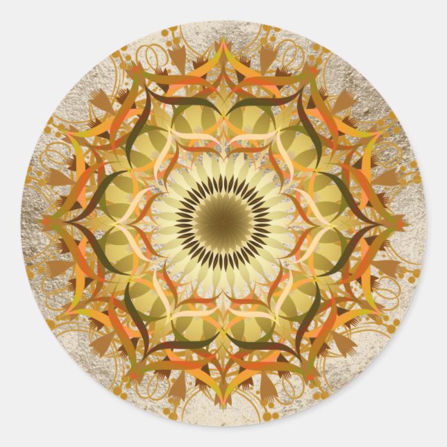 Sticker Rond Mandala Damask Lotus Flower Art élégant (Devant)