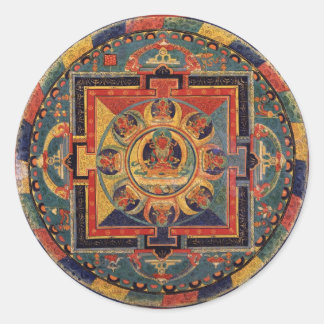 Sticker Rond Mandala d'Amitayus. École tibétaine du 19ème siècl