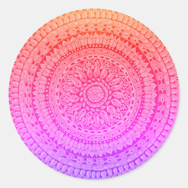 Sticker Rond Mandala d'art original multicolore  (Devant)