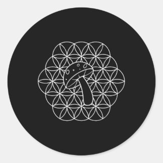 Sticker Rond Mandala de champignons Géométrie sacrée Mycologie 