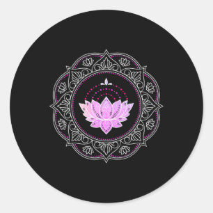 Sticker Rond Mandala de fleur de lotus Yoga Dessin de lotus Fle