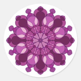 Sticker Rond Mandala de fleurs violet royal