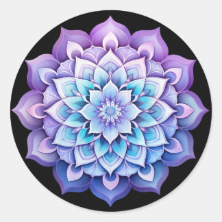 Sticker Rond Mandala / Dessin de fleur arc-en-ciel