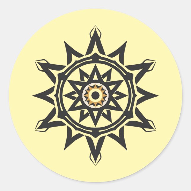 Sticker Rond Mandala d'Harmonie Éternelle — Géométrie Divine en (Devant)