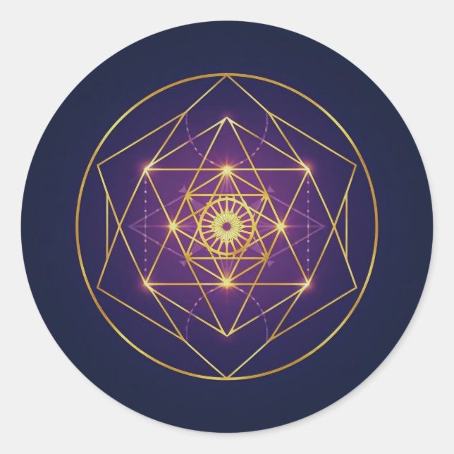 Sticker Rond Mandala Doré Céleste — Équilibre dans l'Infini (Devant)