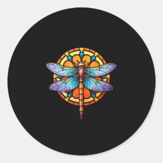 Sticker Rond Mandala Dragonfly Luminous Sacred Geometry Spiritu