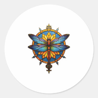 Sticker Rond Mandala Dragonfly Luminous Sacred Geometry Spiritu