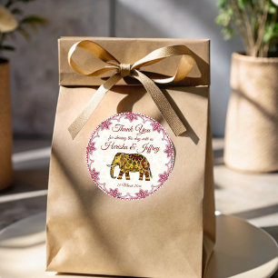 Sticker Rond Mandala éléphants frontière indienne mariage indie