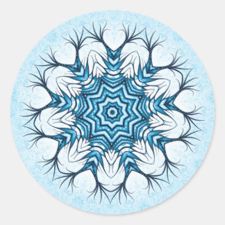 Sticker Rond Mandala en Blue Winter Art Abstrait