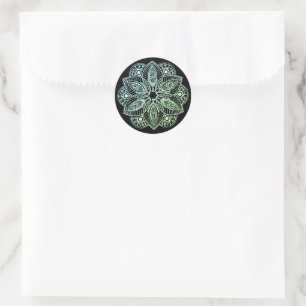 Sticker Rond Mandala Exotic Tribal Green Gradient