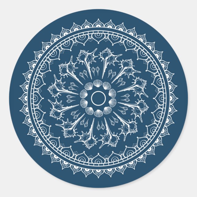 Sticker Rond Mandala fait de coquillages (Devant)
