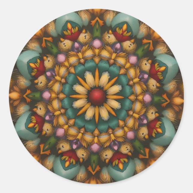 Sticker Rond Mandala - Fleur de Whimsical - Inspiré par la natu (Devant)