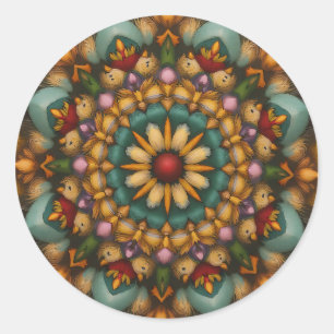 Sticker Rond Mandala - Fleur de Whimsical - Inspiré par la natu