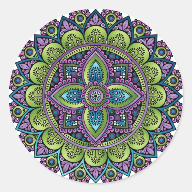 Sticker Rond Mandala floral (Devant)