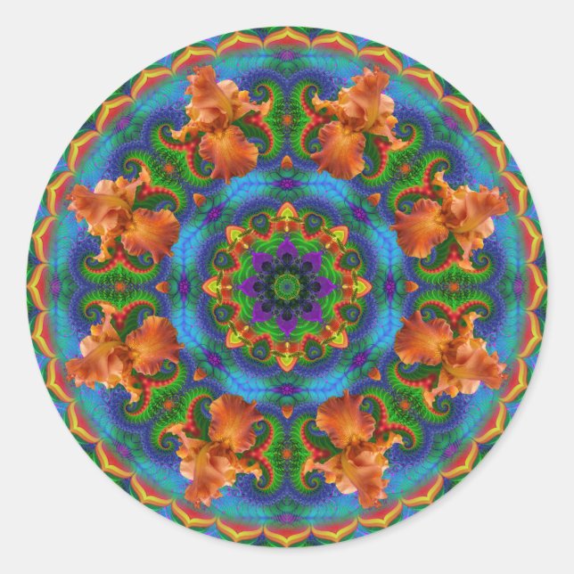 Sticker Rond Mandala floral fractal (Devant)