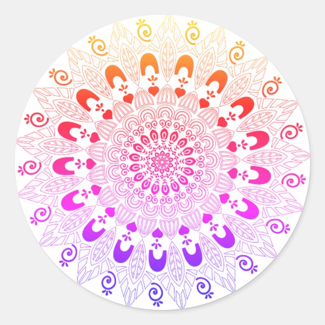 Sticker Rond Mandala Flower Design (Devant)