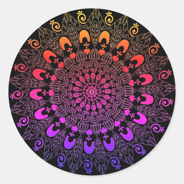 Sticker Rond Mandala Flower Design (Devant)