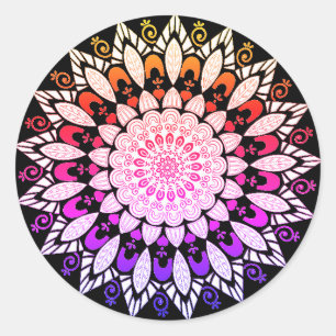 Sticker Rond Mandala Flower Design
