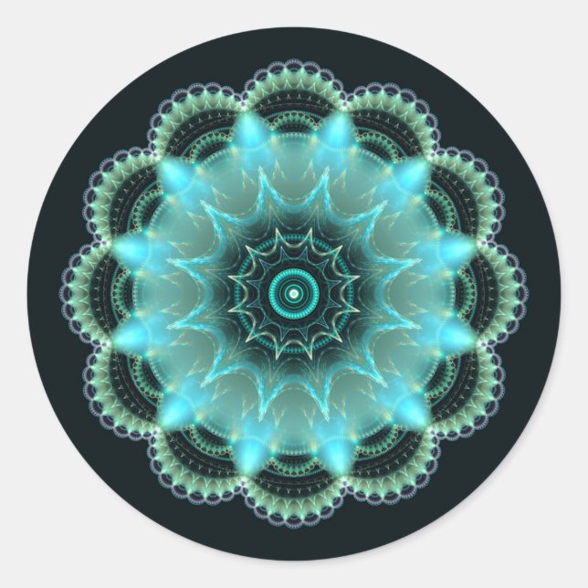 Sticker Rond Mandala fractal étoile brillante (Devant)