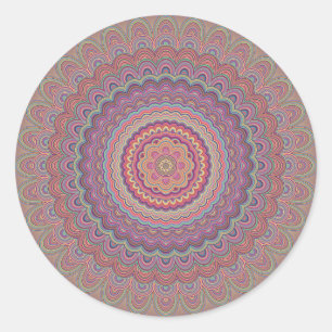 Sticker Rond Mandala géométrique hippie