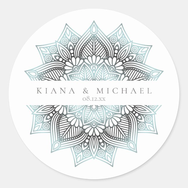 Sticker Rond Mandala Lace Mariage lt. Blue ID968 (Devant)