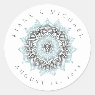 Sticker Rond Mandala Lace Mariage Merci Lt. Blue ID968