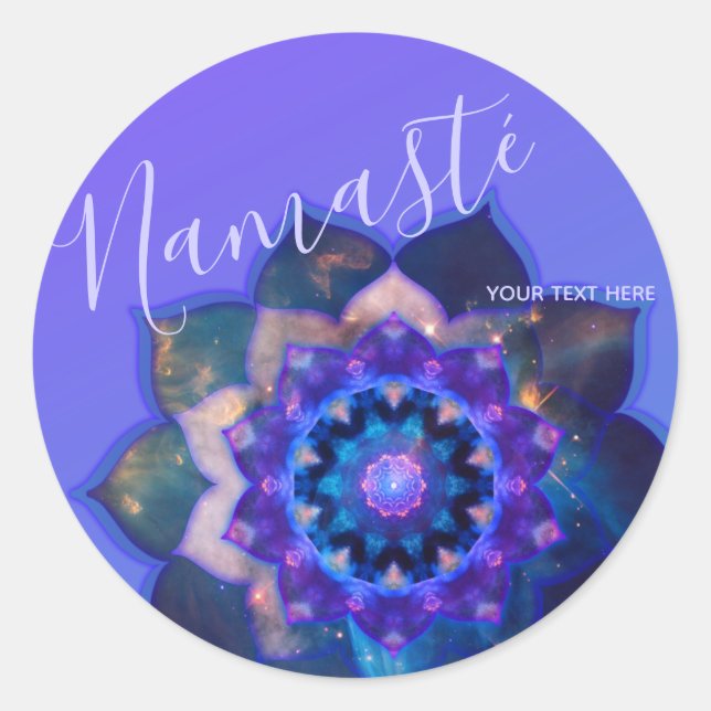 Sticker Rond Mandala Lotus Bleu (Devant)