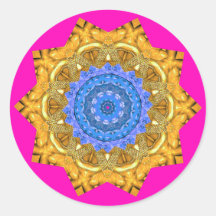 Mandala Magic Blue & Gold sur Fuchsia