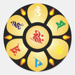 Sticker Rond Mandala Mantra de la déesse Sanskrit bouddhiste