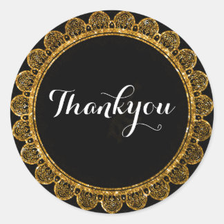 Sticker Rond Mandala minimaliste Noir & Or de Gratitude