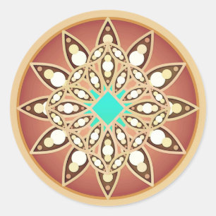 Sticker Rond Mandala motif en caramel et chocolat