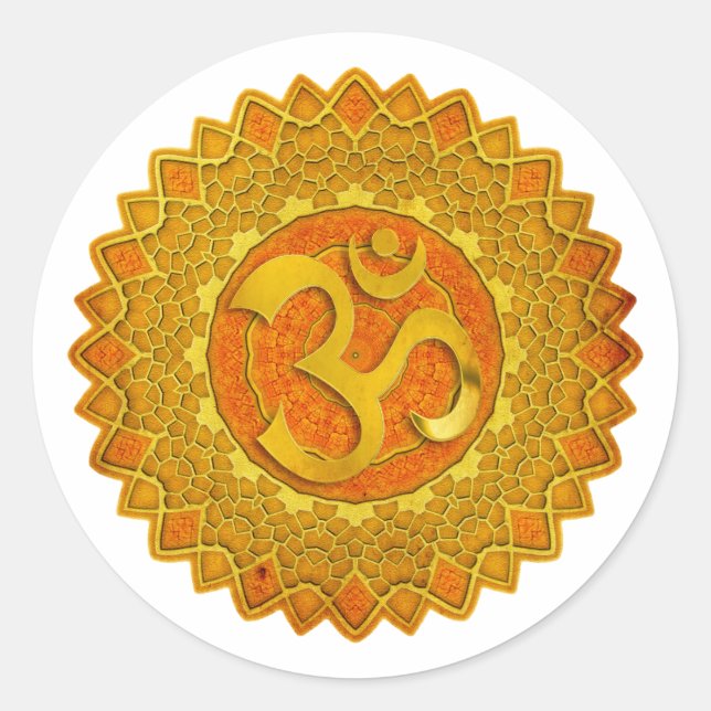 Sticker Rond MANDALA OM - orange | faites votre propre arrière  (Devant)