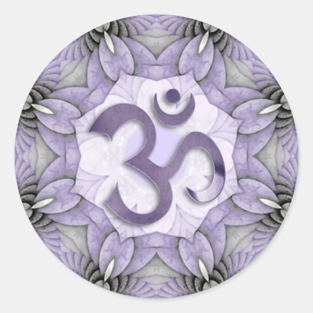 Sticker Rond MANDALA OM - violet (Devant)