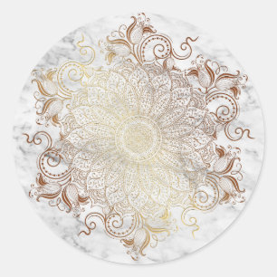 Sticker Rond Mandala - Or et marbre