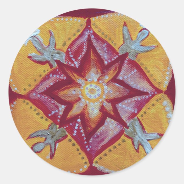 Sticker rond Mandala Peace Classic, brillant (Devant)