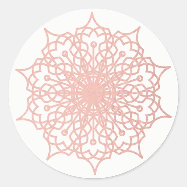 Sticker Rond Mandala Rose Rose Gold Blush (Devant)