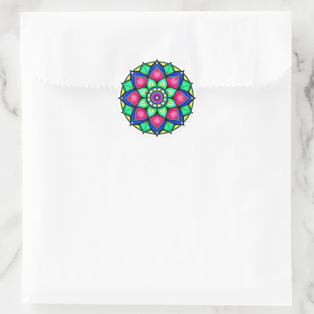Sticker Rond Mandala, Rosette (Sac)