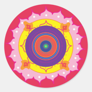 Sticker rond Mandala rt, brillant