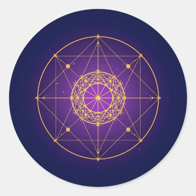 Sticker Rond Mandala Sacré Céleste – Géométrie Mystique (Devant)