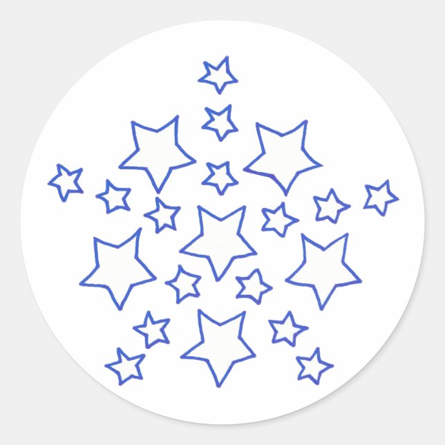Sticker Rond Mandala Star des étoiles motif, en bleu, autocolla (Devant)