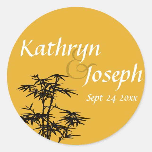 Sticker Rond Mandarin orange bambou personnalisé mariage pour é (Devant)