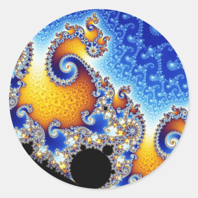 Sticker Rond Mandelbrot Set Satellite Double Spirale Fractale (Devant)