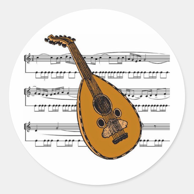 Sticker Rond Mandolin musical 15 B (Devant)