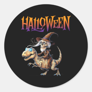Sticker Rond Manège squelette T-Rex Halloween 