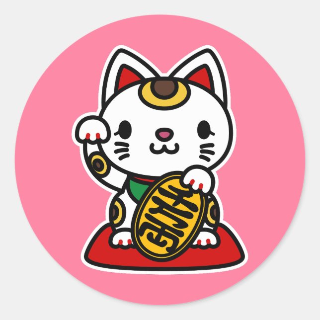 Sticker Rond Maneki Neko (Chat chanceux) (Devant)