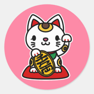 Sticker Rond Maneki Neko (Chat chanceux)