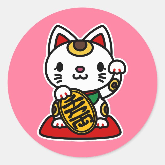 Sticker Rond Maneki Neko (Chat chanceux) (Devant)
