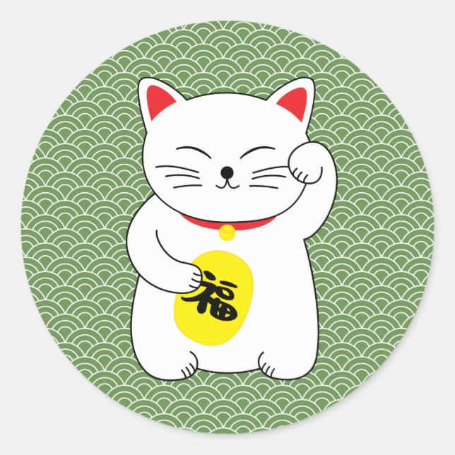Sticker Rond Maneki Neko Chat Lucky (Devant)