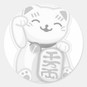 Sticker Rond maneki neko grey
