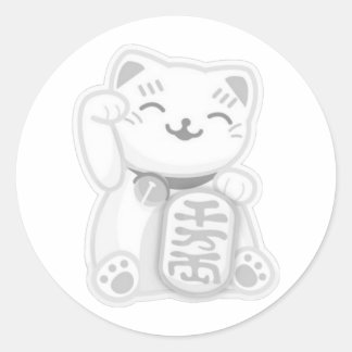 Sticker Rond maneki neko grey